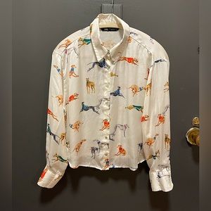 Zara cropped blouse w/ dogs prints
